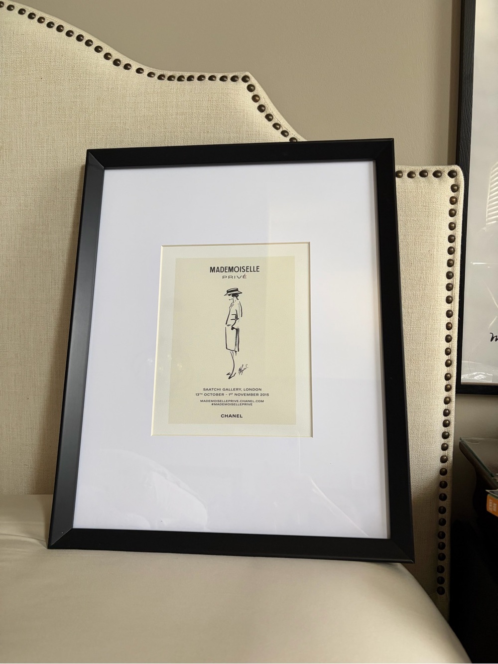 Black Frame with Cream Chanel Mademoiselle Print